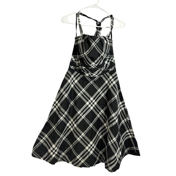 White House Black Market Womens Strapless Halter Cocktail Dress Plaid Size 2 - Picture 2 of 6